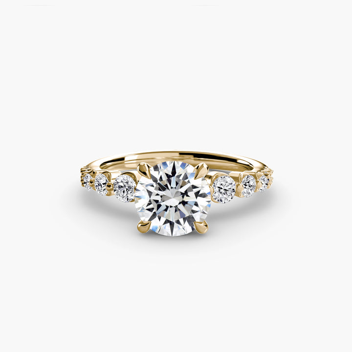 MAURELLE I Round Brilliant Hidden Halo Diamond Engagement Ring with a Diamond Band