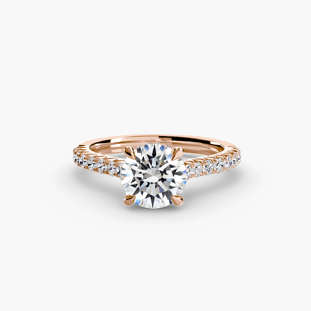 PERRON I Round Brilliant Diamond Engagement Ring with a Diamond Band