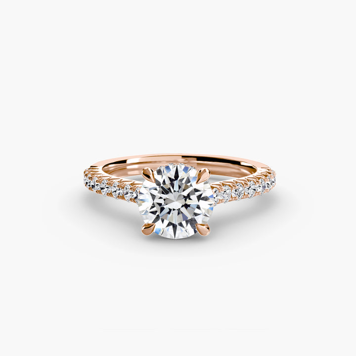PERRON I Round Brilliant Diamond Engagement Ring with a Diamond Band