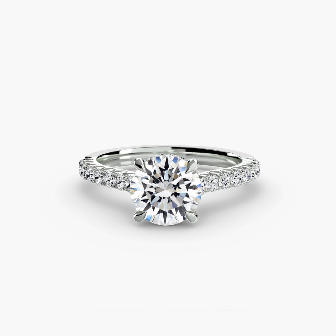 PERRON I Round Brilliant Diamond Engagement Ring with a Diamond Band