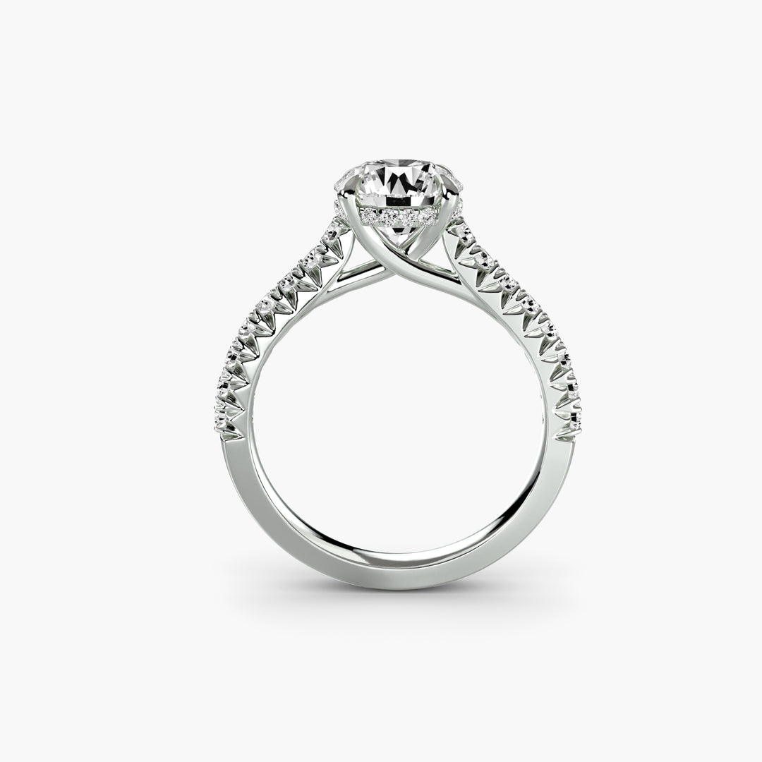 PERRON I Round Brilliant Diamond Engagement Ring with a Diamond Band