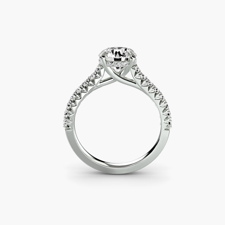 PERRON I Round Brilliant Diamond Engagement Ring with a Diamond Band
