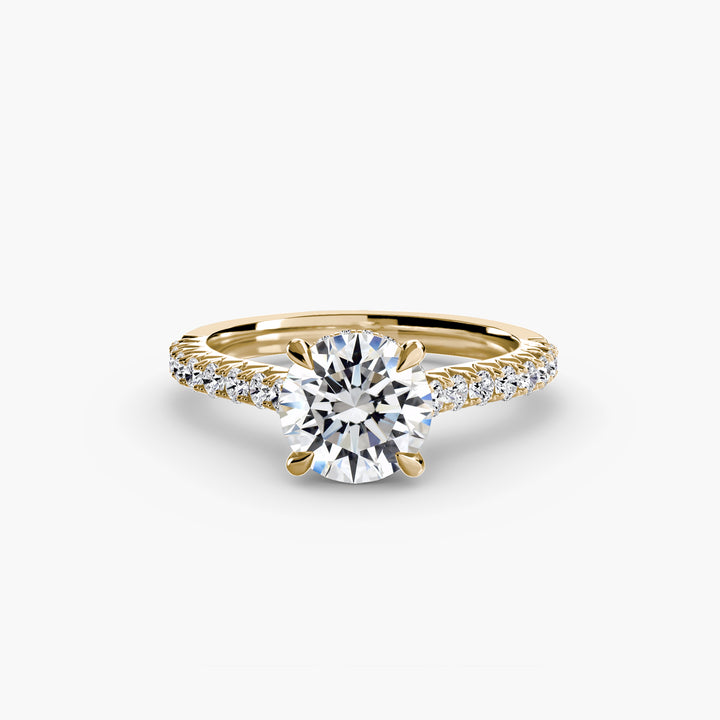 PERRON I Round Brilliant Diamond Engagement Ring with a Diamond Band