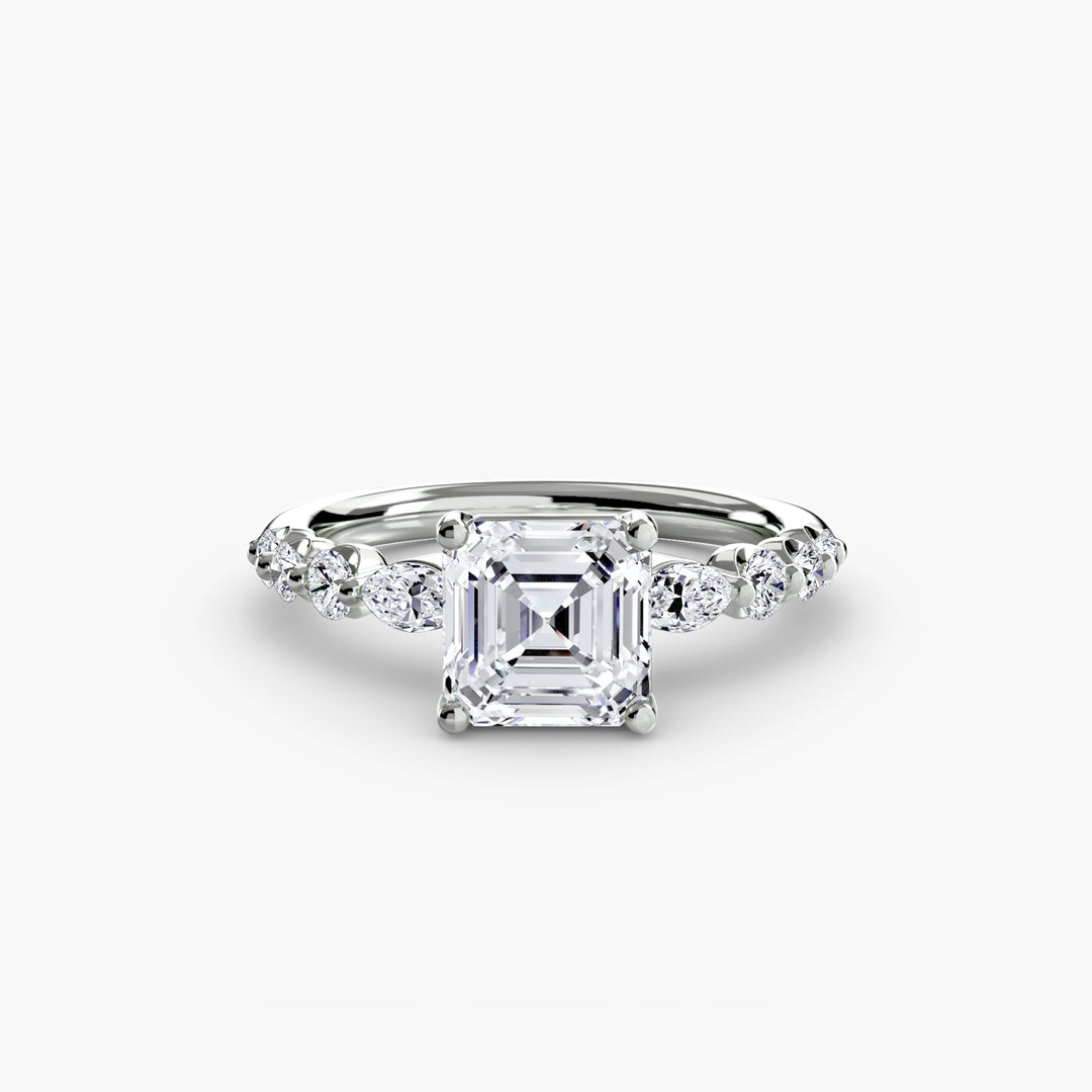 ELVINA III Diamond Engagement Ring with a Diamond Band