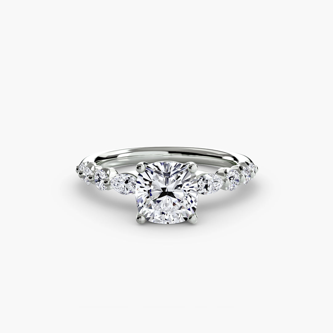 ELVINA III Diamond Engagement Ring with a Diamond Band