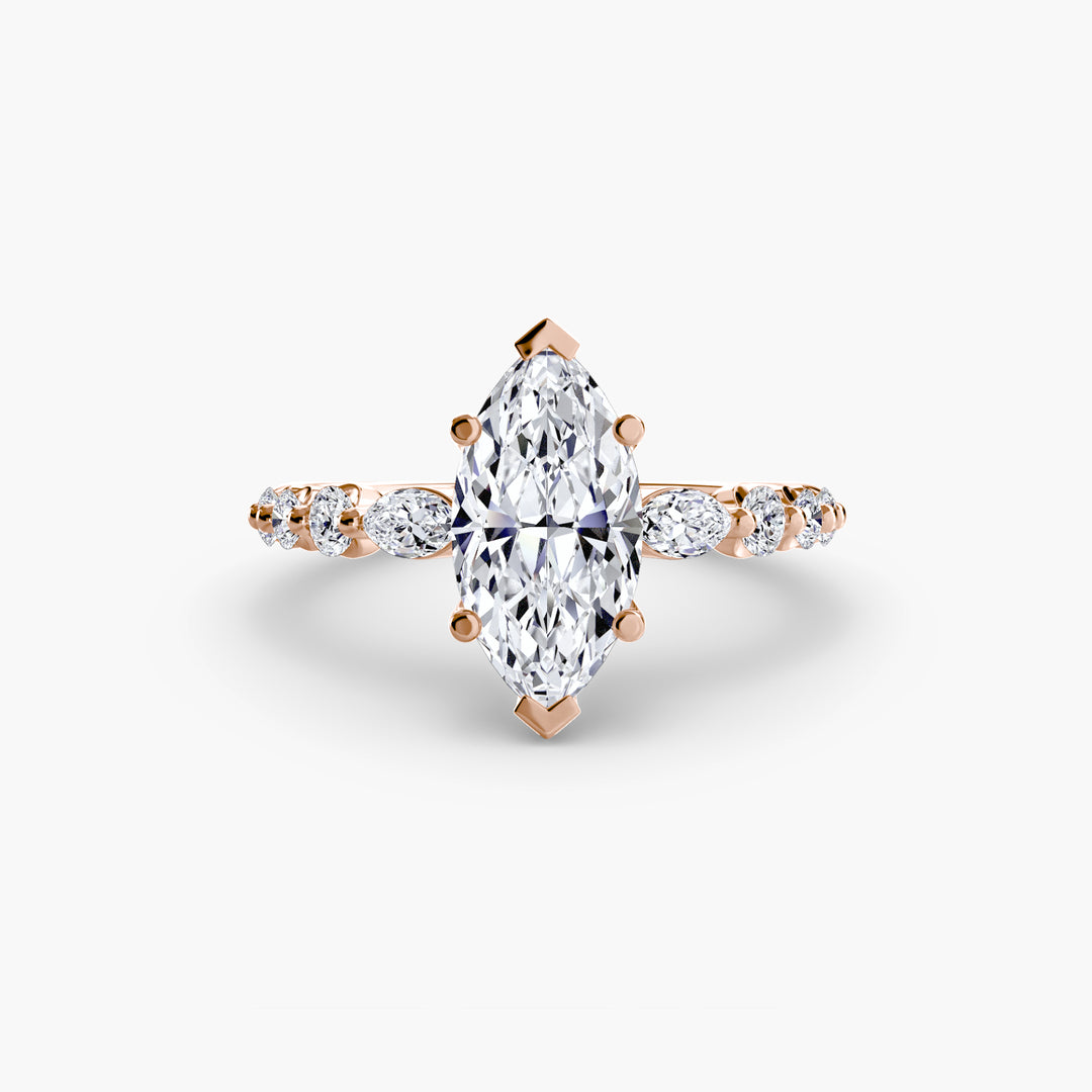 ELVINA III Diamond Engagement Ring with a Diamond Band