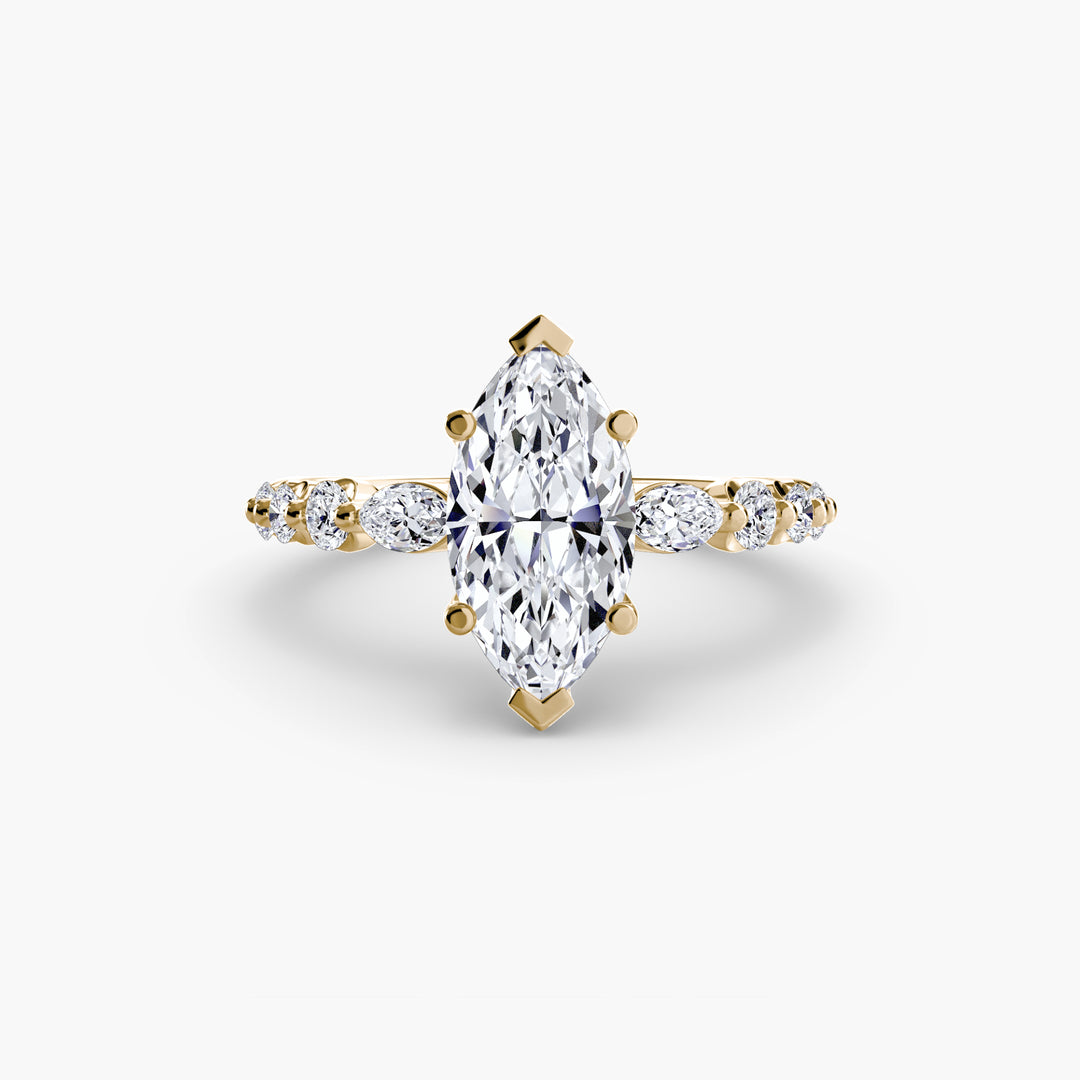 ELVINA III Diamond Engagement Ring with a Diamond Band