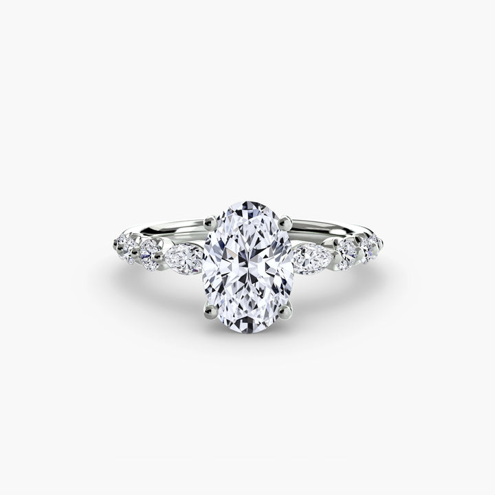 ELVINA III Diamond Engagement Ring with a Diamond Band