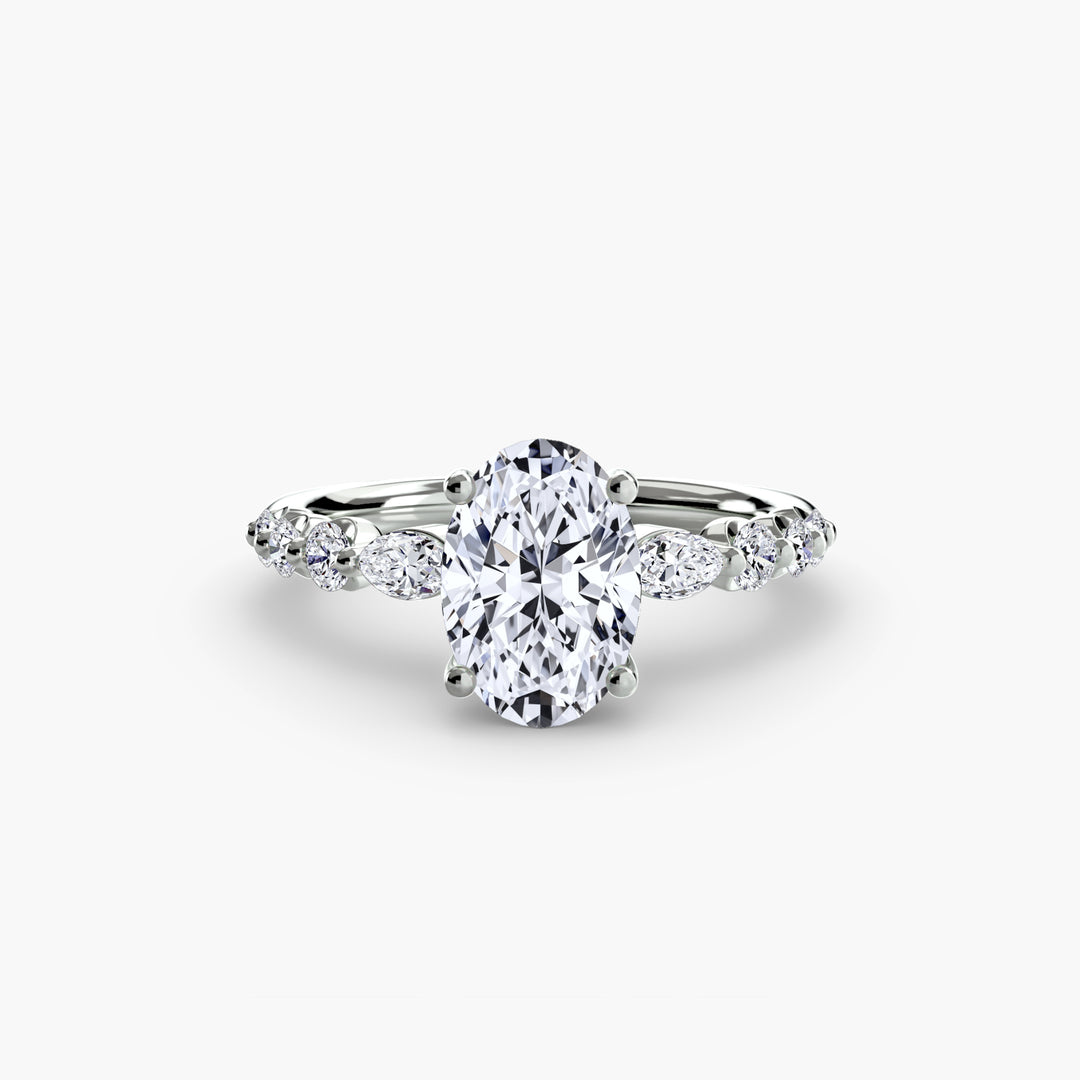ELVINA III Diamond Engagement Ring with a Diamond Band