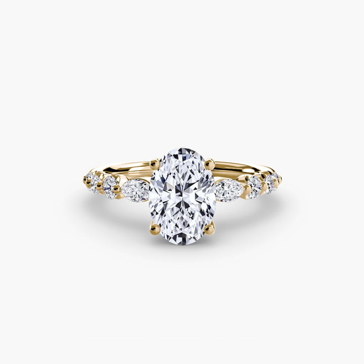 ELVINA III Diamond Engagement Ring with a Diamond Band