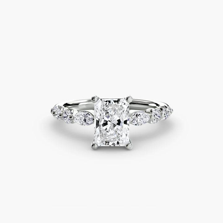 ELVINA III Diamond Engagement Ring with a Diamond Band
