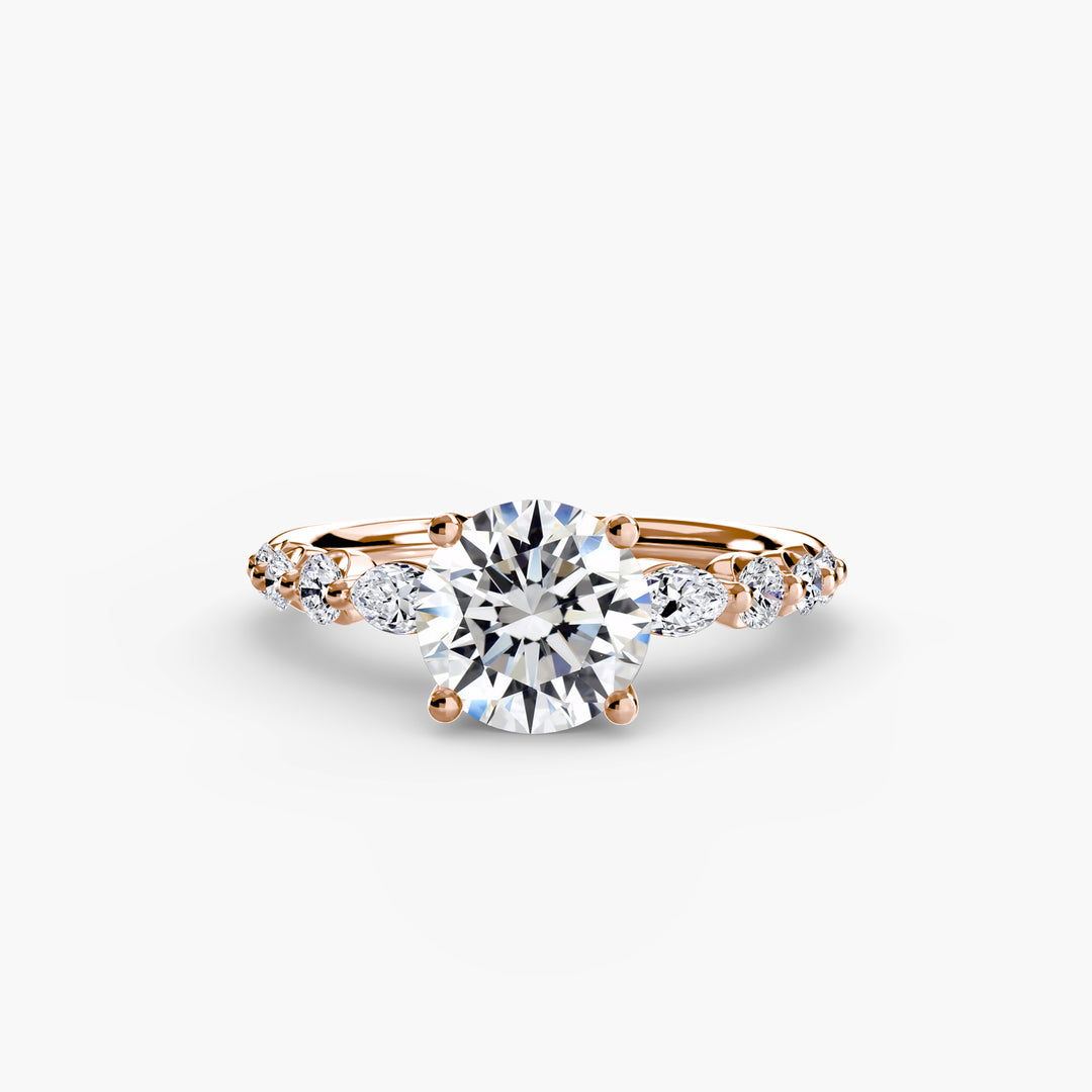 ELVINA III Diamond Engagement Ring with a Diamond Band