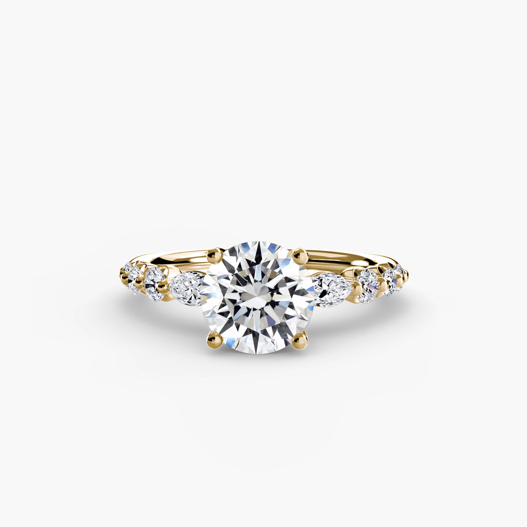 ELVINA III Diamond Engagement Ring with a Diamond Band