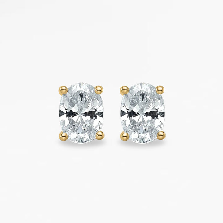 RYCROFT Oval Cut Diamond Stud Earrings in 14K Yellow Gold