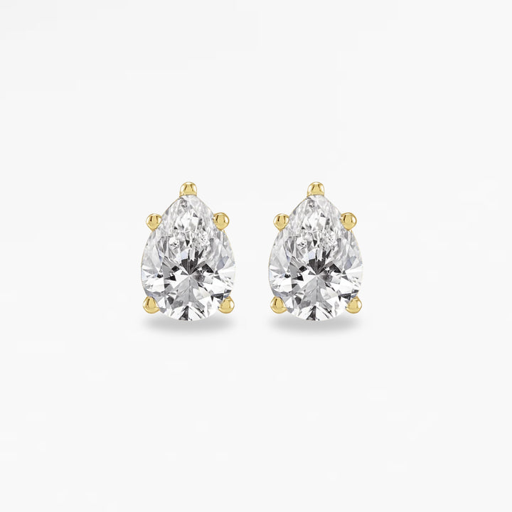RYCROFT Pear Cut Diamond Stud Earrings in 14K Yellow Gold