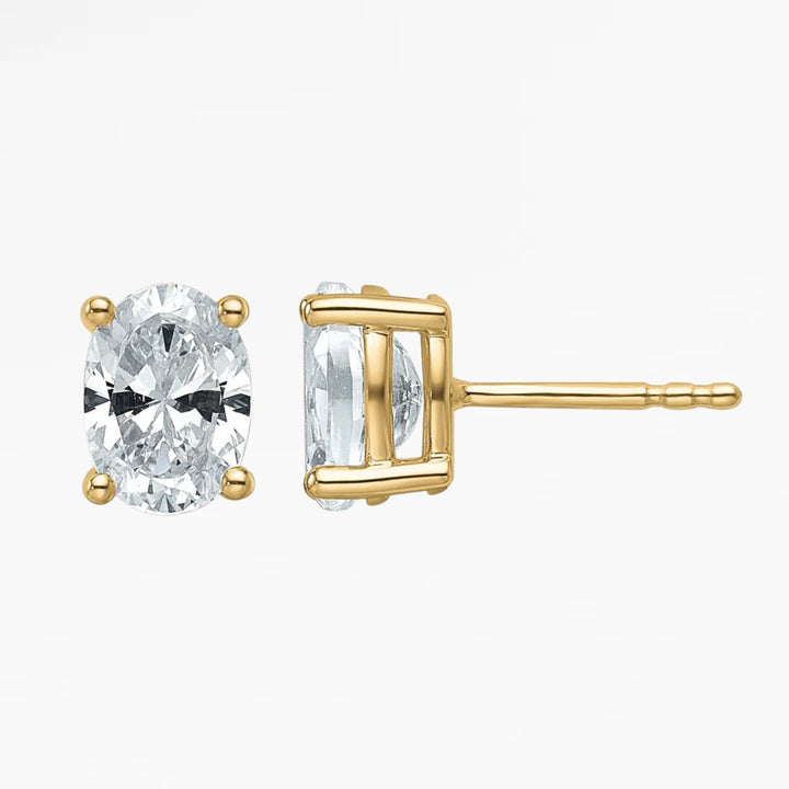 RYCROFT Oval Cut Diamond Stud Earrings in 14K Yellow Gold