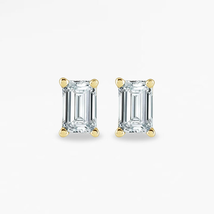 RYCROFT Emerald Cut Diamond Stud Earrings in 14K Yellow Gold