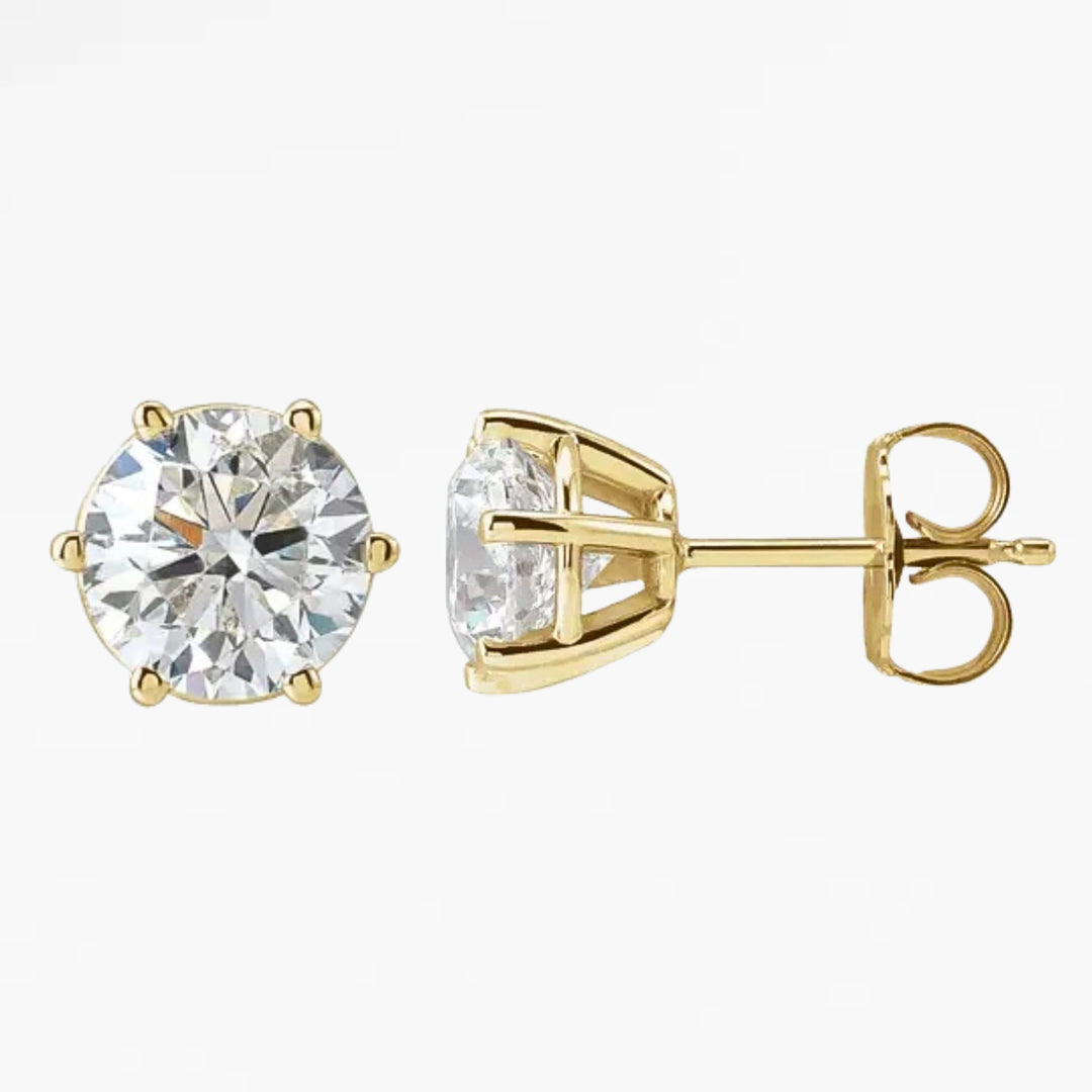 RYCROFT Round Brilliant Diamond Stud Earrings in 14K Yellow Gold