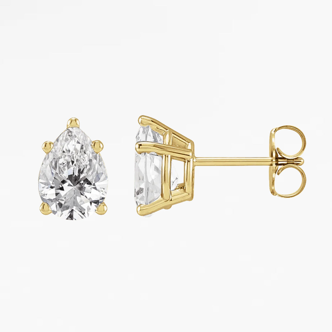 RYCROFT Pear Cut Diamond Stud Earrings in 14K Yellow Gold
