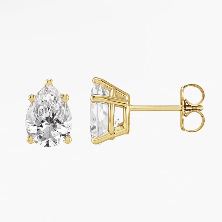 RYCROFT Pear Cut Diamond Stud Earrings in 14K Yellow Gold