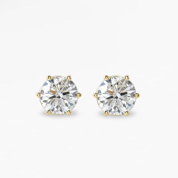 RYCROFT Round Brilliant Diamond Stud Earrings in 14K Yellow Gold