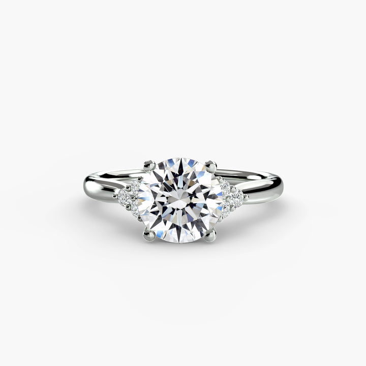 RACHELLE II Round Brilliant Diamond Engagement Ring with Cluster Shoulders