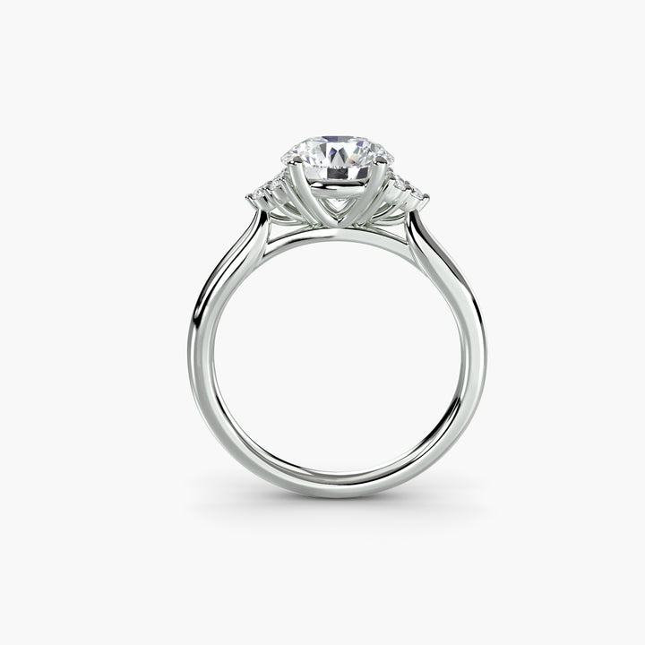 RACHELLE II Round Brilliant Diamond Engagement Ring with Cluster Shoulders