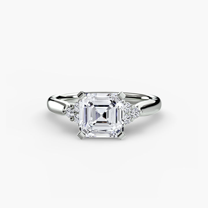 RACHELLE I Diamond Engagement Ring with Cluster Shoulders