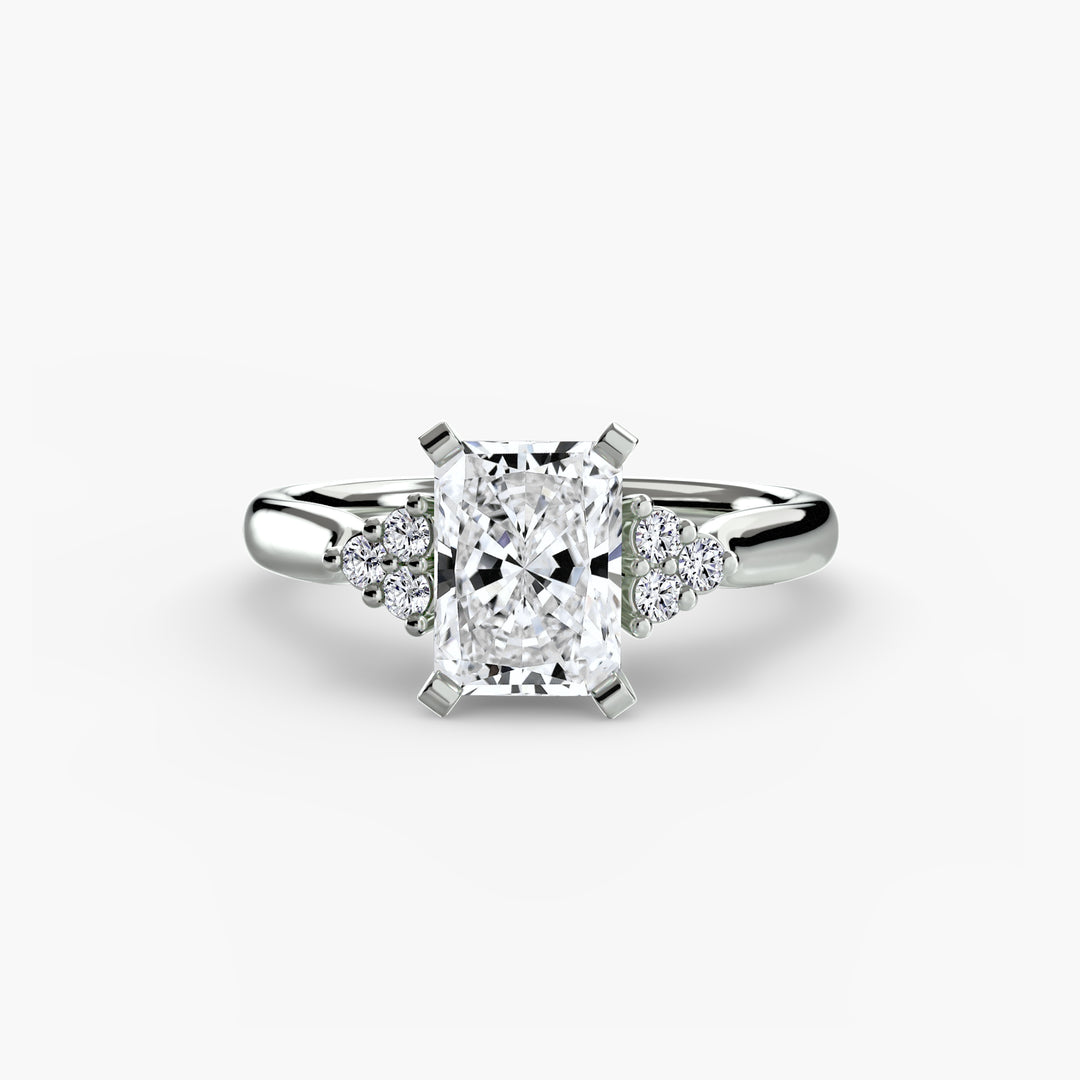 RACHELLE I Diamond Engagement Ring with Cluster Shoulders