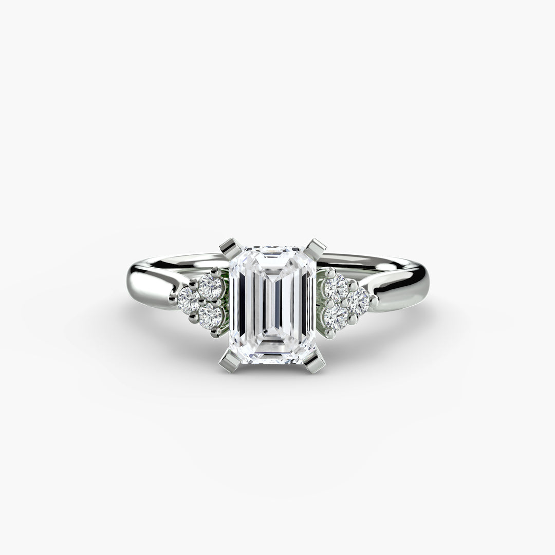 RACHELLE I Diamond Engagement Ring with Cluster Shoulders