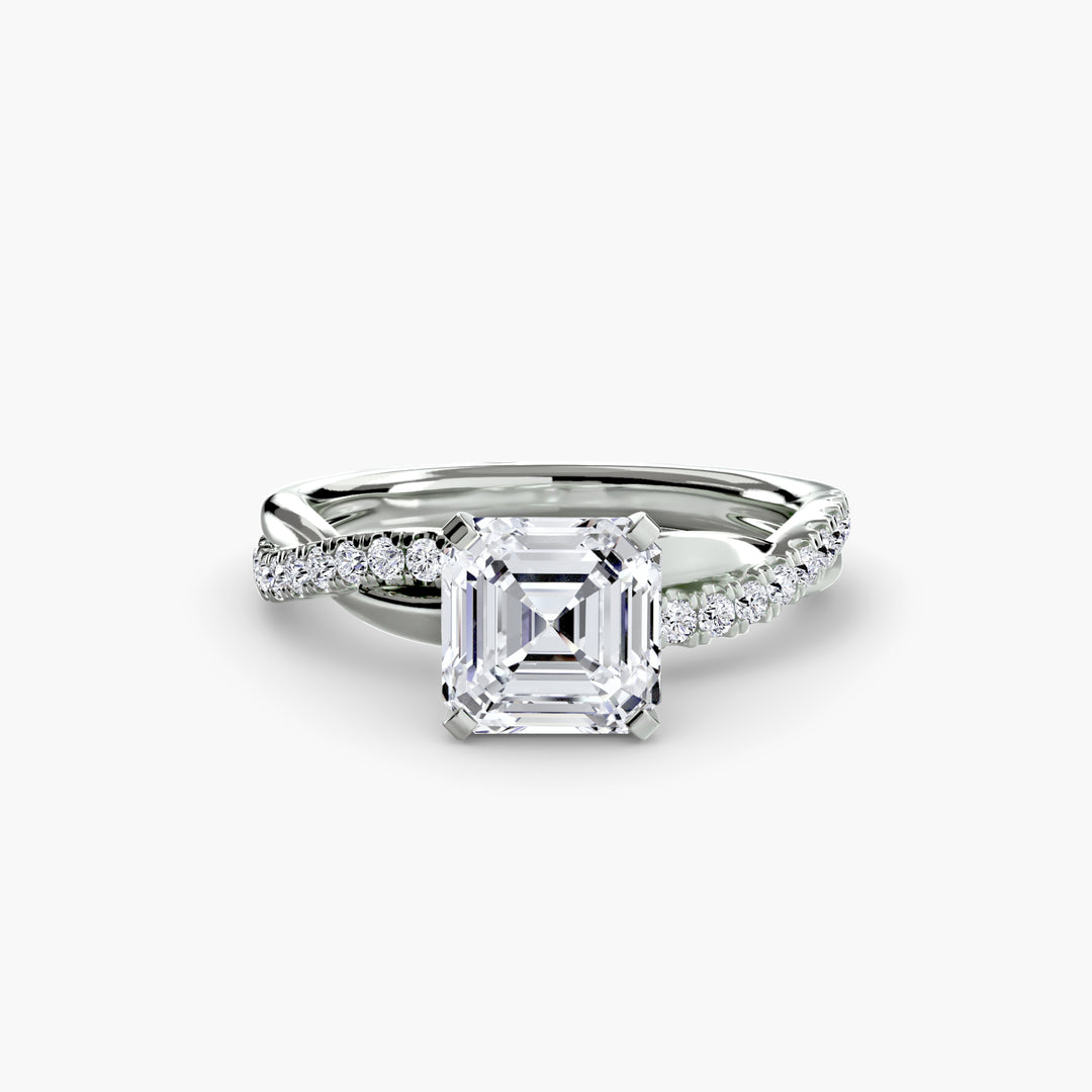 VONDA I Diamond Engagement Ring with a Twisted Diamond Band