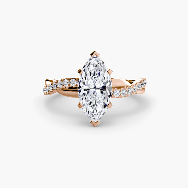 VONDA I Diamond Engagement Ring with a Twisted Diamond Band