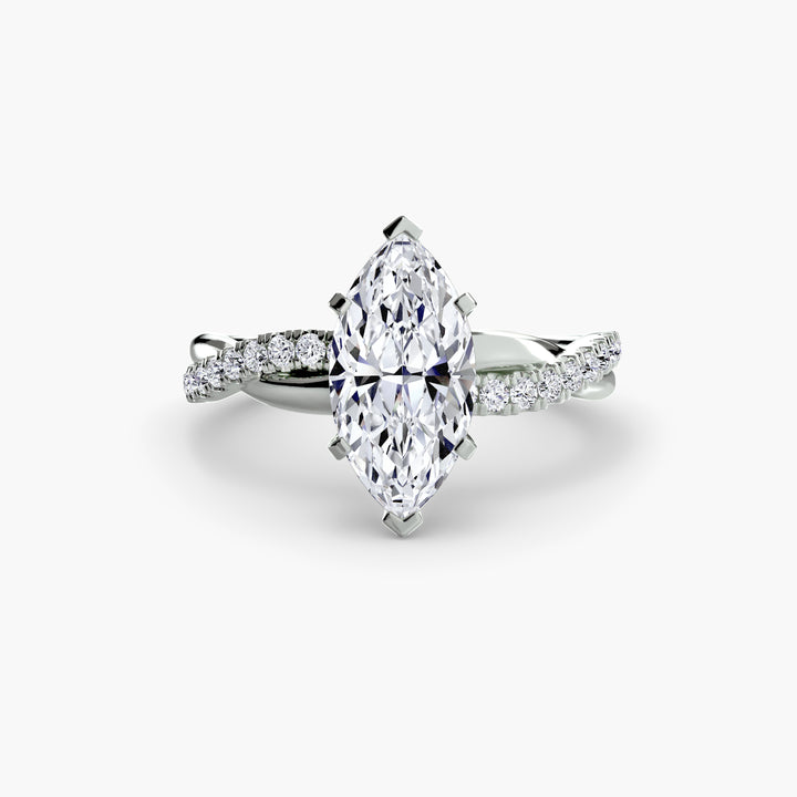 VONDA I Diamond Engagement Ring with a Twisted Diamond Band