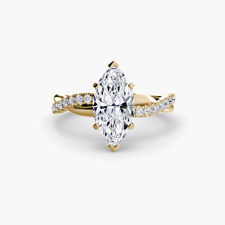 VONDA I Diamond Engagement Ring with a Twisted Diamond Band