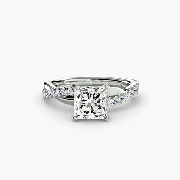 VONDA I Diamond Engagement Ring with a Twisted Diamond Band