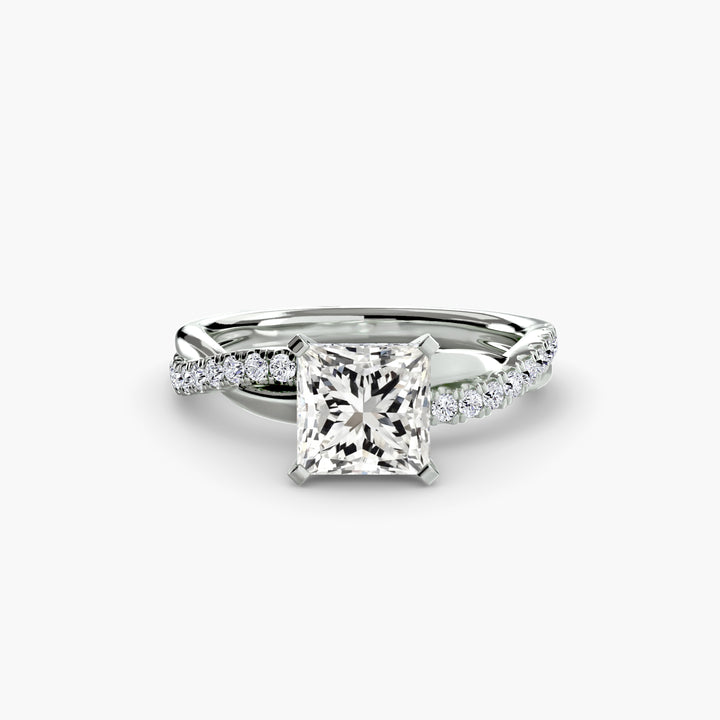 VONDA I Diamond Engagement Ring with a Twisted Diamond Band