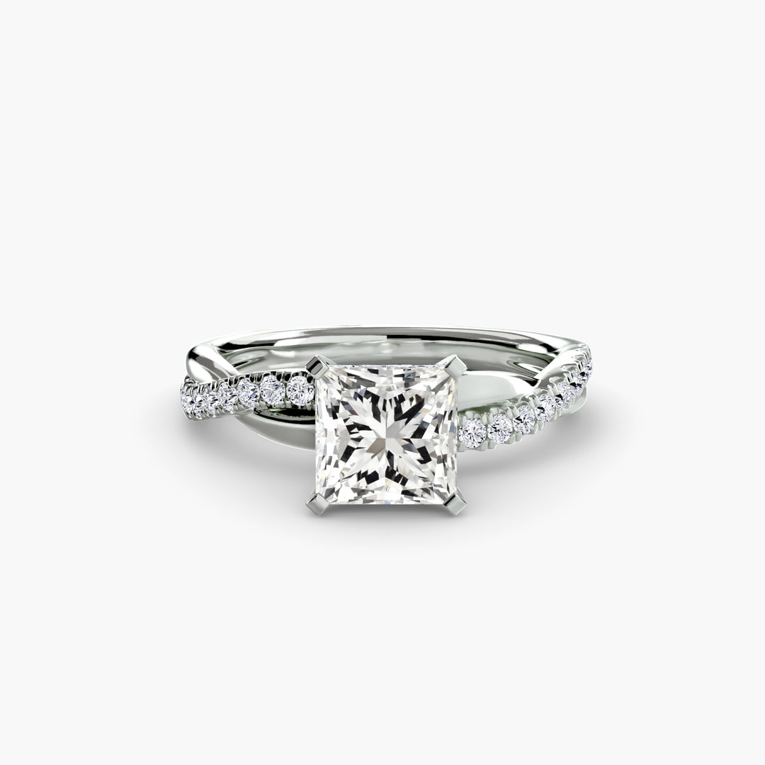 VONDA I Diamond Engagement Ring with a Twisted Diamond Band