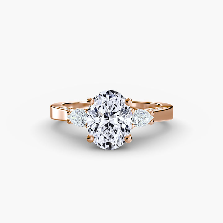 ESTAIRE I Oval-cut Hidden Halo Diamond Engagement Ring with a Diamond Band