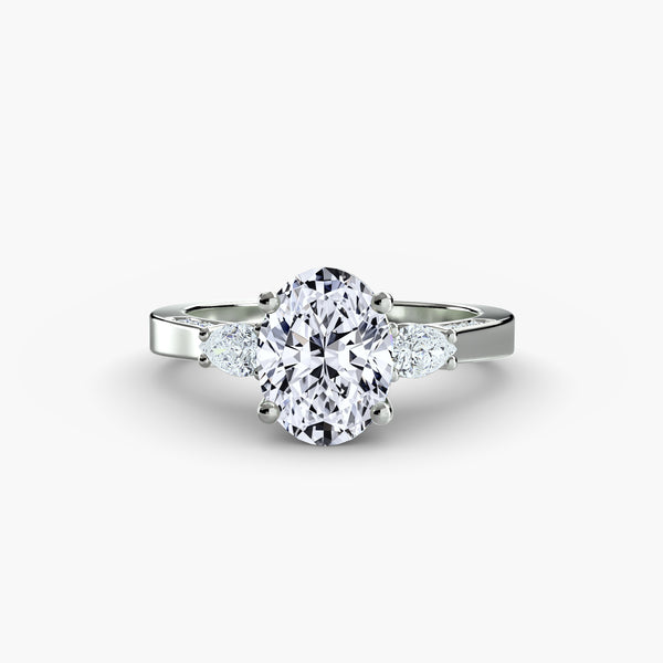 ESTAIRE I Oval-cut Hidden Halo Diamond Engagement Ring with a Diamond Band