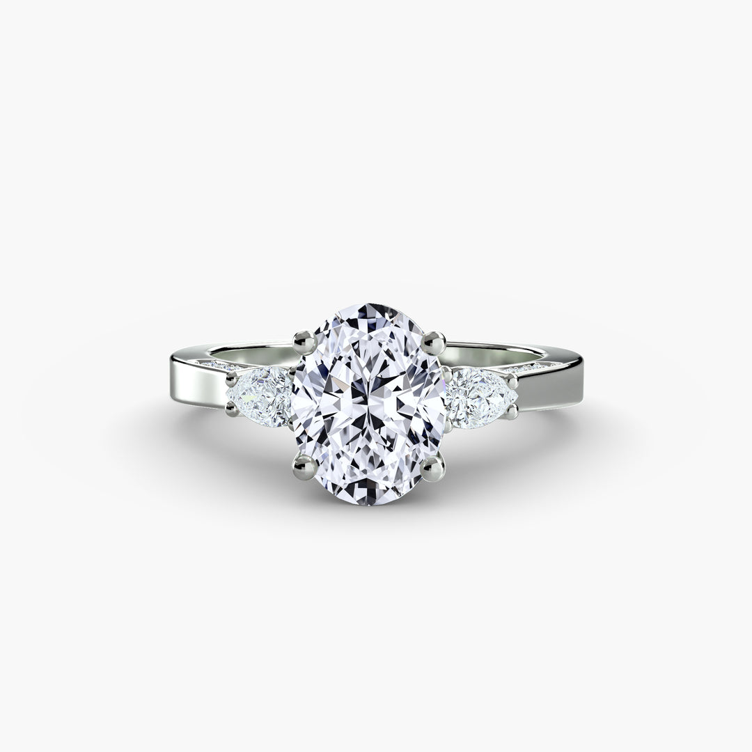 ESTAIRE I Oval-cut Hidden Halo Diamond Engagement Ring with a Diamond Band