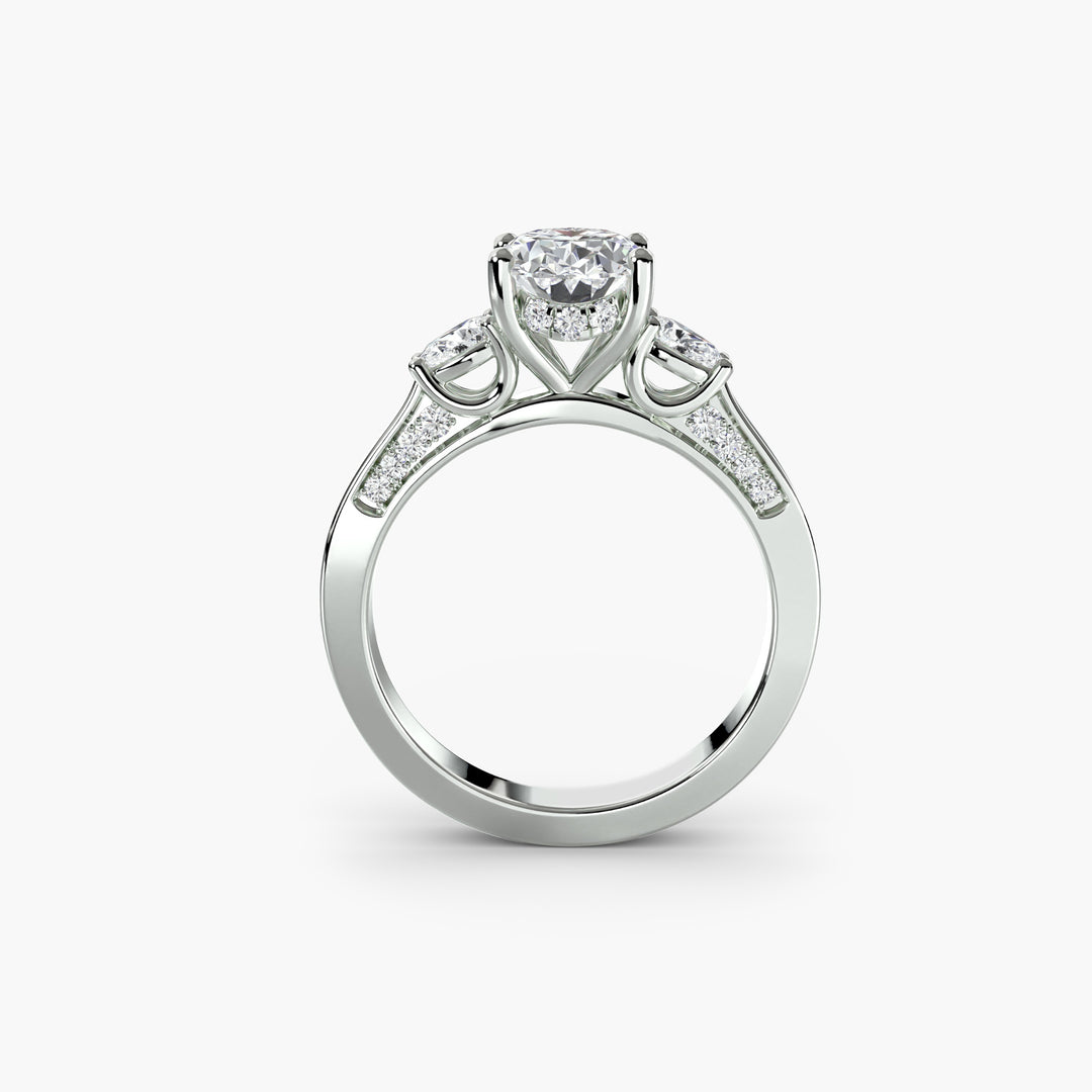 ESTAIRE I Oval-cut Hidden Halo Diamond Engagement Ring with a Diamond Band