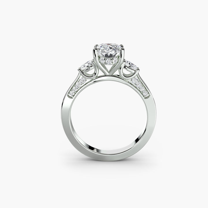 ESTAIRE I Oval-cut Hidden Halo Diamond Engagement Ring with a Diamond Band