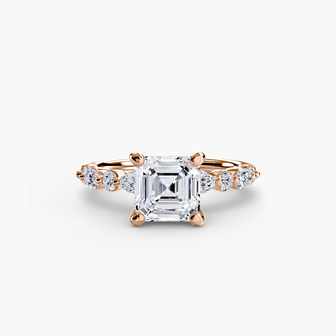 ELVINA I Diamond Engagement Ring with a Diamond Band