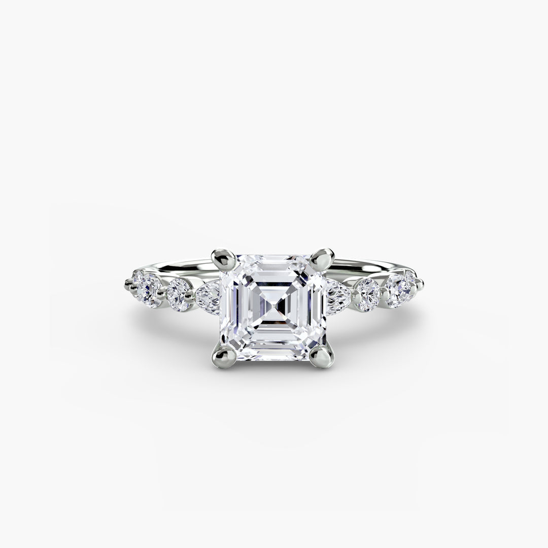 ELVINA I Diamond Engagement Ring with a Diamond Band