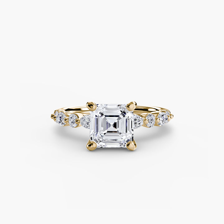 ELVINA I Diamond Engagement Ring with a Diamond Band