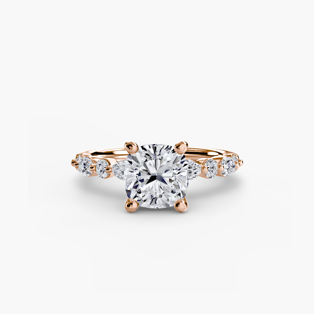 ELVINA I Diamond Engagement Ring with a Diamond Band