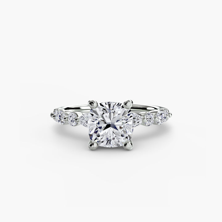 ELVINA I Diamond Engagement Ring with a Diamond Band