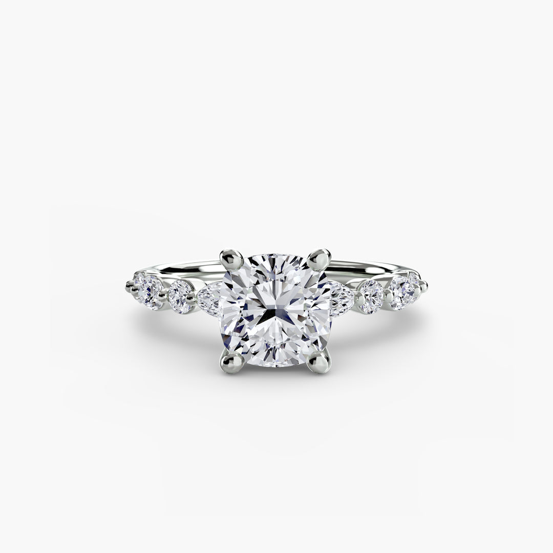 ELVINA I Diamond Engagement Ring with a Diamond Band