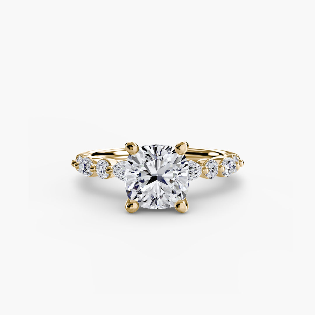 ELVINA I Diamond Engagement Ring with a Diamond Band