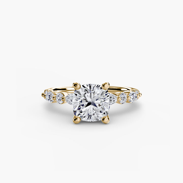 ELVINA I Diamond Engagement Ring with a Diamond Band